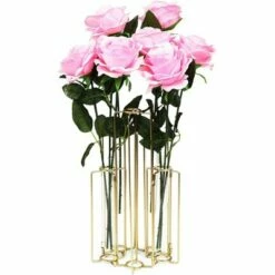 Juvale Set of 6 Gold Metal Hinged Plant Stand Set with Glass Test Tube Flower Vases -Cheap Planters Store unnamed file 7421