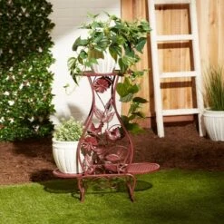 Zingz & Thingz 12.59" Indoor/Outdoor Iron Rooster Hourglass Triple Plant Stand Red - Zings & Thingz -Cheap Planters Store unnamed file 7428