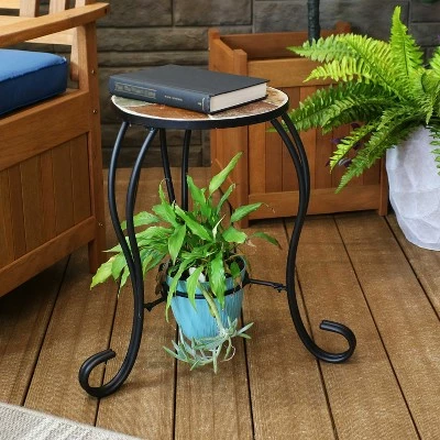 Sunnydaze Decor Sunnydaze Indoor/Outdoor Steel Frame Decorative Slate Tile Top Flower Plant Stand Display Side Table - 12" 7 Sunnydaze Decor Sunnydaze Indoor/Outdoor Steel Frame Decorative Slate Tile Top Flower Plant Stand Display Side Table - 12" - Image 5