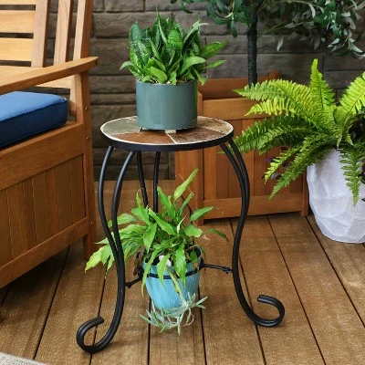 Sunnydaze Decor Sunnydaze Indoor/Outdoor Steel Frame Decorative Slate Tile Top Flower Plant Stand Display Side Table - 12" 8 Sunnydaze Decor Sunnydaze Indoor/Outdoor Steel Frame Decorative Slate Tile Top Flower Plant Stand Display Side Table - 12" - Image 6