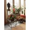 22" Large Indoor Outdoor Iron Arne Plant Stand with Deep Galvanized Steel Tray Black - ACHLA Designs