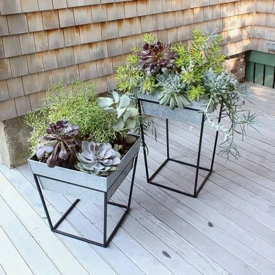 22" Large Indoor Outdoor Iron Arne Plant Stand with Deep Galvanized Steel Tray Black - ACHLA Designs 5 22" Large Indoor Outdoor Iron Arne Plant Stand with Deep Galvanized Steel Tray Black - ACHLA Designs - Image 3