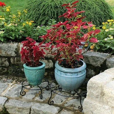 4" Small Short Piazza Iron Plant Stand Black Powder Coat Finish - Achla Designs 9 4" Small Short Piazza Iron Plant Stand Black Powder Coat Finish - Achla Designs - Image 7