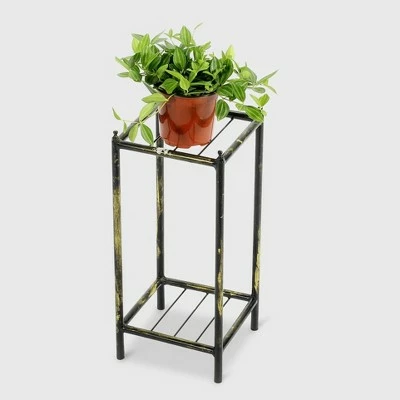 2-Tier Square Iron Plant Stand Black/Gold - Ore International 4 2-Tier Square Iron Plant Stand Black/Gold - Ore International - Image 2