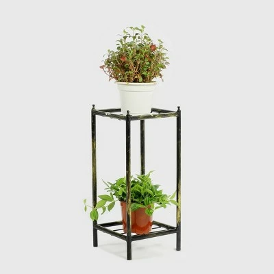 2-Tier Square Iron Plant Stand Black/Gold - Ore International 5 2-Tier Square Iron Plant Stand Black/Gold - Ore International - Image 3