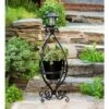 Wind & Weather Black Wrought Iron Plant Stand with Solar Light -Cheap Planters Store unnamed file 7546