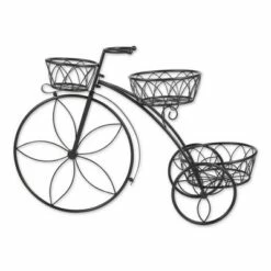 Zingz & Thingz 13.1" Indoor/Outdoor Iron Tricycle 3-Tier Plant Stand Black - Zings & Thingz