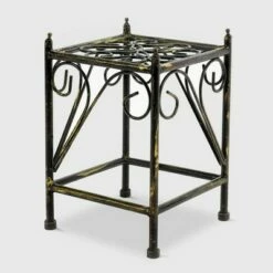 Small Square Iron Plant Stand Black/Gold - Ore International