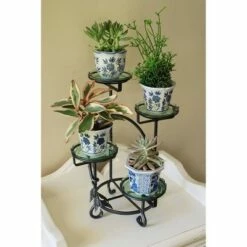 18" Cascading Iron Plant Stand for 4 Planters Graphite - ACHLA Designs