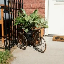 Sunnydaze Decor Sunnydaze Indoor/Outdoor Rustic Metal Tricycle Standing Planter Basket for Front Yard, Porch, Garden, or in the Home - 12" - Brown -Cheap Planters Store unnamed file 7587