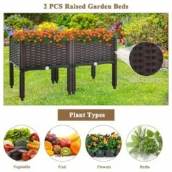 Costway Elevated Plastic Raised Garden Bed Planter Kit for Flower Vegetable Grow 2 Set -Cheap Planters Store unnamed file 760