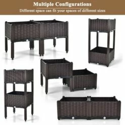 Costway Elevated Plastic Raised Garden Bed Planter Kit for Flower Vegetable Grow 2 Set -Cheap Planters Store unnamed file 762