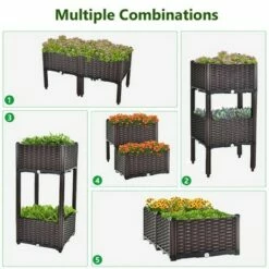 Costway Elevated Plastic Raised Garden Bed Planter Kit for Flower Vegetable Grow 2 Set -Cheap Planters Store unnamed file 764