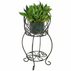 Sunnydaze Decor Sunnydaze Scalloped Steel Plant Stand with Shelf - Brown - 21.5-Inch -Cheap Planters Store unnamed file 7657