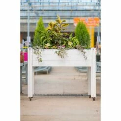 Vita 32" Rectangular Vinyl Sunseeker Rolling Raised Garden Bed White