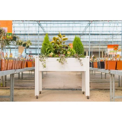 Vita 32" Rectangular Vinyl Sunseeker Rolling Raised Garden Bed White 4 Vita 32" Rectangular Vinyl Sunseeker Rolling Raised Garden Bed White - Image 2