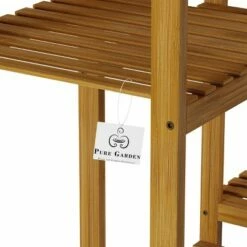 Nature Spring Multi-Level 9-Shelf Freestanding Indoor/Outdoor Bamboo Plant Stand - Natural Wood