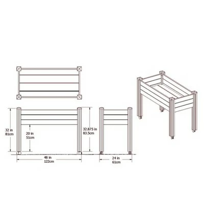 Vita 32" Rectangular Vinyl Sunseeker Rolling Raised Garden Bed White 5 Vita 32" Rectangular Vinyl Sunseeker Rolling Raised Garden Bed White - Image 3