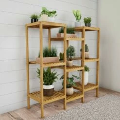 Nature Spring Multi-Level 9-Shelf Freestanding Indoor/Outdoor Bamboo Plant Stand - Natural Wood -Cheap Planters Store unnamed file 7681