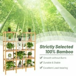 Costway Multifunctional Bamboo Shelf Flower Plant Stand Display Storage Rack Unit Closet -Cheap Planters Store unnamed file 7691