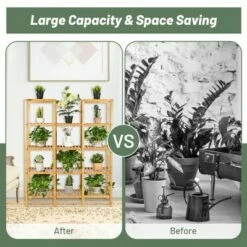 Costway Multifunctional Bamboo Shelf Flower Plant Stand Display Storage Rack Unit Closet -Cheap Planters Store unnamed file 7695