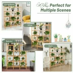 Costway Multifunctional Bamboo Shelf Flower Plant Stand Display Storage Rack Unit Closet -Cheap Planters Store unnamed file 7696