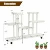 Costway 4-Tier Rolling Flower Rack Wood Plant Stand Casters 12 Pots Bonsai Display Shelf -Cheap Planters Store unnamed file 7700