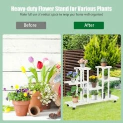 Costway 4-Tier Rolling Flower Rack Wood Plant Stand Casters 12 Pots Bonsai Display Shelf 13 Costway 4-Tier Rolling Flower Rack Wood Plant Stand Casters 12 Pots Bonsai Display Shelf -Cheap Planters Store unnamed file 7704