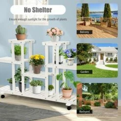 Costway 4-Tier Rolling Flower Rack Wood Plant Stand Casters 12 Pots Bonsai Display Shelf 14 Costway 4-Tier Rolling Flower Rack Wood Plant Stand Casters 12 Pots Bonsai Display Shelf -Cheap Planters Store unnamed file 7705