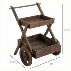 Outsunny 2-Tier Wooden Rustic Elevated Garden Plant Bed/Stand with Wheels and Handle for Movement & Classic Look/Aesthetic/Outdoor Decor -Cheap Planters Store unnamed file 7720