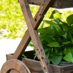 Outsunny 2-Tier Wooden Rustic Elevated Garden Plant Bed/Stand with Wheels and Handle for Movement & Classic Look/Aesthetic/Outdoor Decor -Cheap Planters Store unnamed file 7723