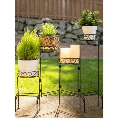 Zingz & Thingz 24.75" Indoor/Outdoor Metal Four-Tier Plant Stand Screen Black - Zings & Thingz 4 Zingz & Thingz 24.75" Indoor/Outdoor Metal Four-Tier Plant Stand Screen Black - Zings & Thingz - Image 2
