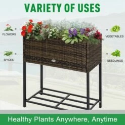 Outsunny Elevated Metal Raised Garden Bed with Rattan Wicker Look Underneath Tool Storage Rack Sophisticated Modern Design 10 Outsunny Elevated Metal Raised Garden Bed with Rattan Wicker Look Underneath Tool Storage Rack Sophisticated Modern Design -Cheap Planters Store unnamed file 7730