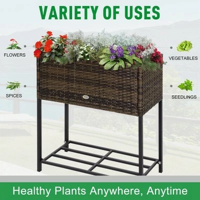 Outsunny Elevated Metal Raised Garden Bed with Rattan Wicker Look Underneath Tool Storage Rack Sophisticated Modern Design 4 Outsunny Elevated Metal Raised Garden Bed with Rattan Wicker Look Underneath Tool Storage Rack Sophisticated Modern Design - Image 2