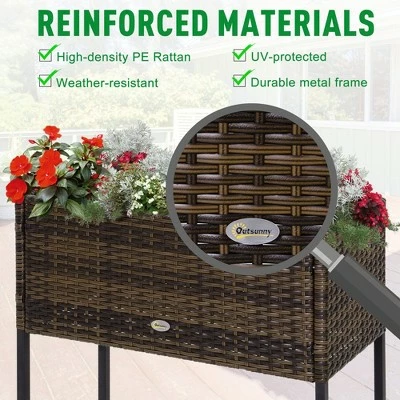 Outsunny Elevated Metal Raised Garden Bed with Rattan Wicker Look Underneath Tool Storage Rack Sophisticated Modern Design 5 Outsunny Elevated Metal Raised Garden Bed with Rattan Wicker Look Underneath Tool Storage Rack Sophisticated Modern Design - Image 3