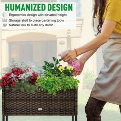 Outsunny Elevated Metal Raised Garden Bed with Rattan Wicker Look Underneath Tool Storage Rack Sophisticated Modern Design 13 Outsunny Elevated Metal Raised Garden Bed with Rattan Wicker Look Underneath Tool Storage Rack Sophisticated Modern Design -Cheap Planters Store unnamed file 7733