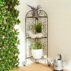 Zingz & Thingz 10.7" Indoor/Outdoor Iron Corner Plant Stand Black - Zings & Thingz -Cheap Planters Store unnamed file 7770
