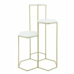18" 3-Layered Metal Plant Stands - White/Gold - Sagebrook Home