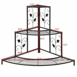 Costway 3 Tier Floral Corner Plant Stand Metal Flower Pot Rack Stair Display Ladder