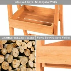 Costway Wooden Sidewalk Menu Chalkboard Sign W/ 3 Removable Plant Display Shelves -Cheap Planters Store unnamed file 7800