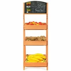 Costway Wooden Sidewalk Menu Chalkboard Sign W/ 3 Removable Plant Display Shelves -Cheap Planters Store unnamed file 7801