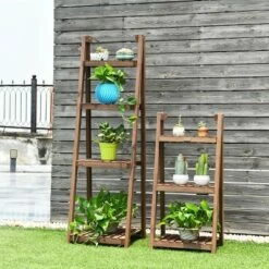 Costway 4-Tier Folding Flower Stand Rack Wood Plant Storage Display Shelf Multipurpose -Cheap Planters Store unnamed file 7805