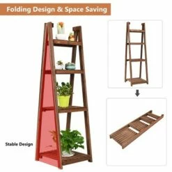 Costway 4-Tier Folding Flower Stand Rack Wood Plant Storage Display Shelf Multipurpose -Cheap Planters Store unnamed file 7809