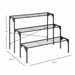Outsunny 3-Level Plant Display Stand Shelf with Solid Metal Construction & Easy Assembly for Both Indoor/Outdoor Use -Cheap Planters Store unnamed file 7815
