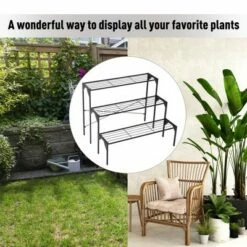 Outsunny 3-Level Plant Display Stand Shelf with Solid Metal Construction & Easy Assembly for Both Indoor/Outdoor Use -Cheap Planters Store unnamed file 7816