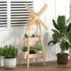 Outsunny 2 Tier Wood Flower Stand with Windmill Garden Decor Display Rack with Built-in Mini Bird House Great for Indoor/Outdoor -Cheap Planters Store unnamed file 7822