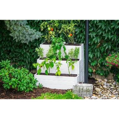 33" Vinyl Cascading Keyhole Classic Raised Garden Bed White - Vita 4 33" Vinyl Cascading Keyhole Classic Raised Garden Bed White - Vita - Image 2