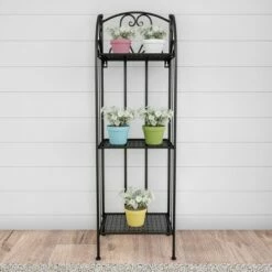 Nature Spring 3-Tier Vertical Indoor/Outdoor Folding Wrought Iron Shelf/Plant Stand - Black -Cheap Planters Store unnamed file 7852
