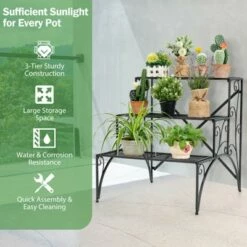 Costway 3 Tier Stair Style Metal Plant Stand Garden Shelf Flower Pot Display Rack -Cheap Planters Store unnamed file 7877
