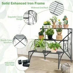 Costway 3 Tier Stair Style Metal Plant Stand Garden Shelf Flower Pot Display Rack -Cheap Planters Store unnamed file 7878